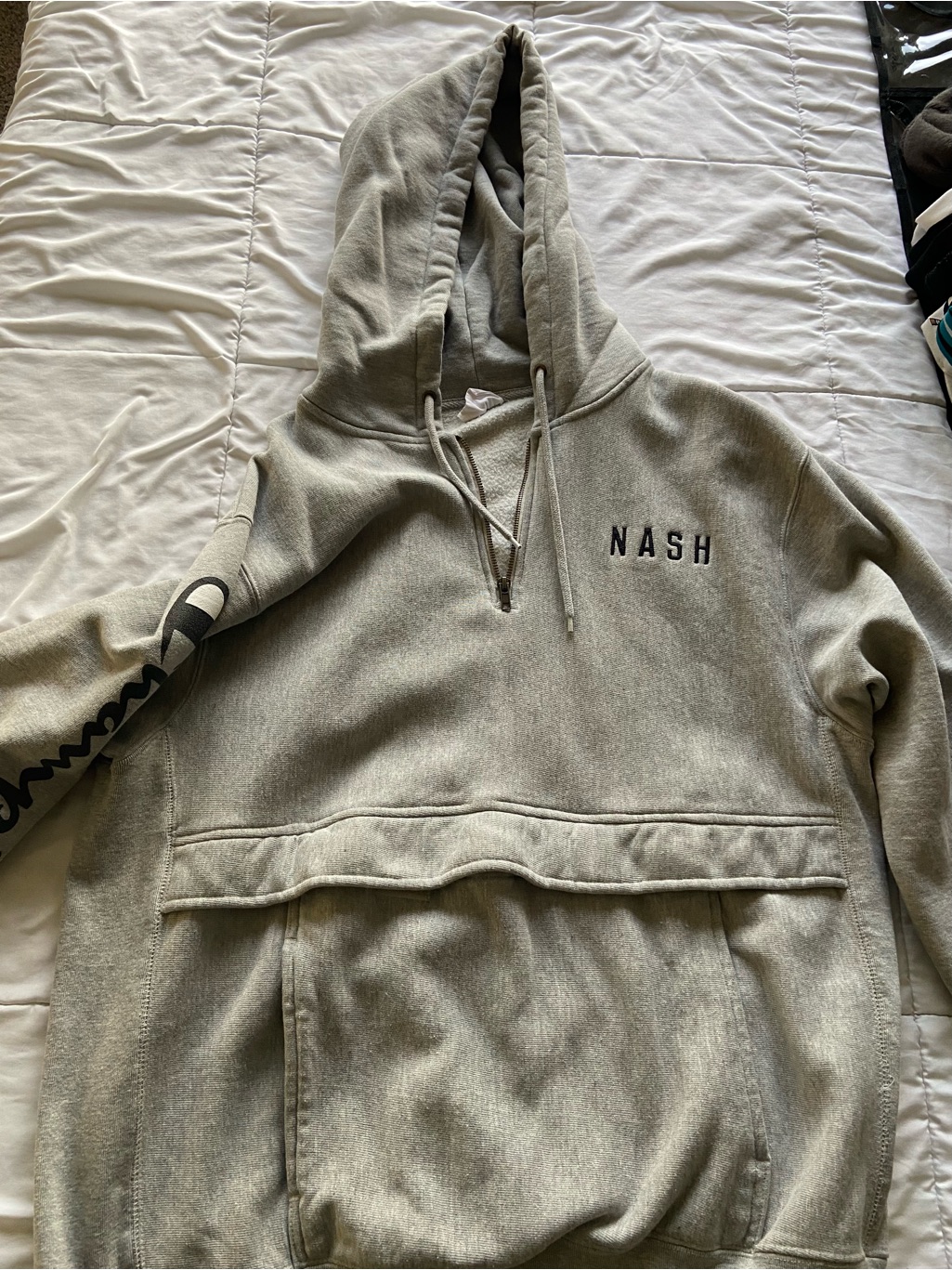 Nash Champion Pullover Hoodie Oversized In Grey. Unisex.